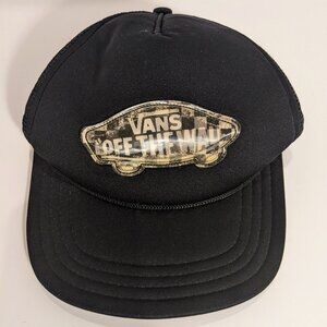 Vintage Vans Off The Wall Checkered Motion Design Black Adjustable Hat Cap